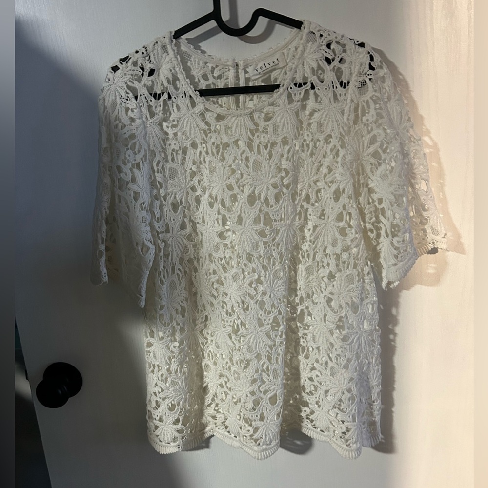 Beautiful White Crochet Top - Velvet Brand